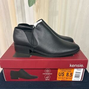 Kensie Black Ankle Booties Womens 8.5 Stretch Comfort Slip On NIB
